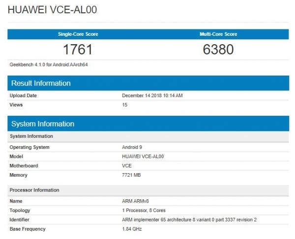 <br />
					Huawei Nova 4 с 8 ГБ ОЗУ и Android Pie на борту показался в Geekbench<br />
				