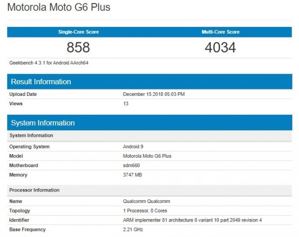 <br />
					Motorola готовит обновление Android 9 Pie для смартфона Moto G6 Plus<br />
				